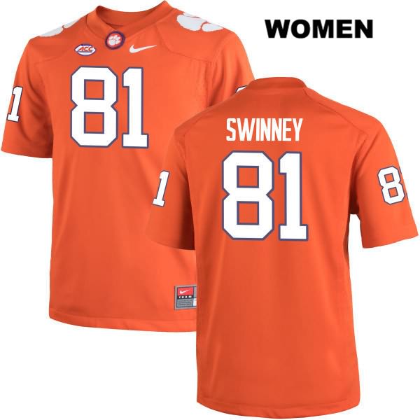 Women's Clemson Tigers #81 Drew Swinney Stitched Orange Authentic Nike NCAA College Football Jersey ZYM0246KE